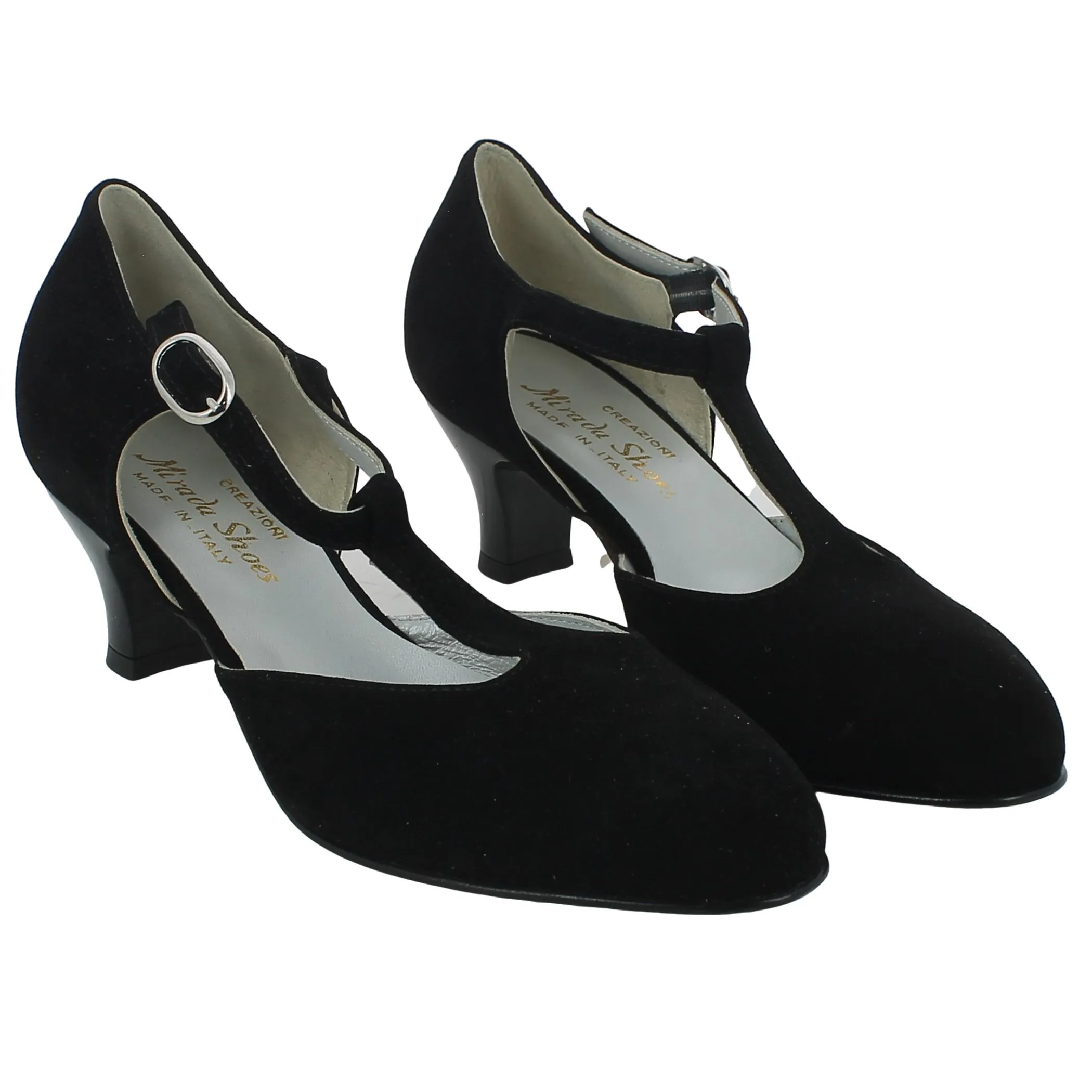 BRAND  Scarpa da Ballo in Camoscio Nero Tacco 5 cm 