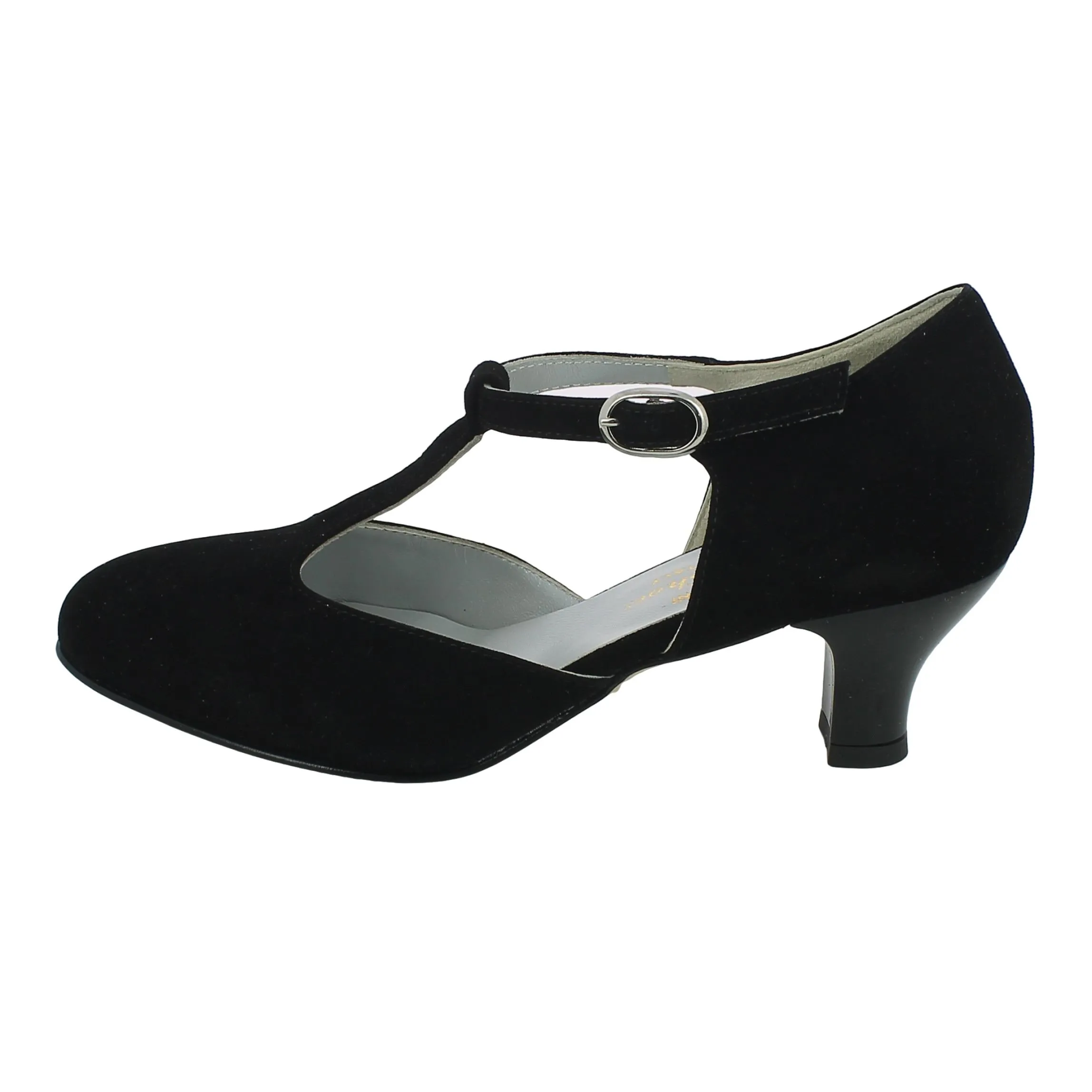 BRAND  Scarpa da Ballo in Camoscio Nero Tacco 5 cm 
