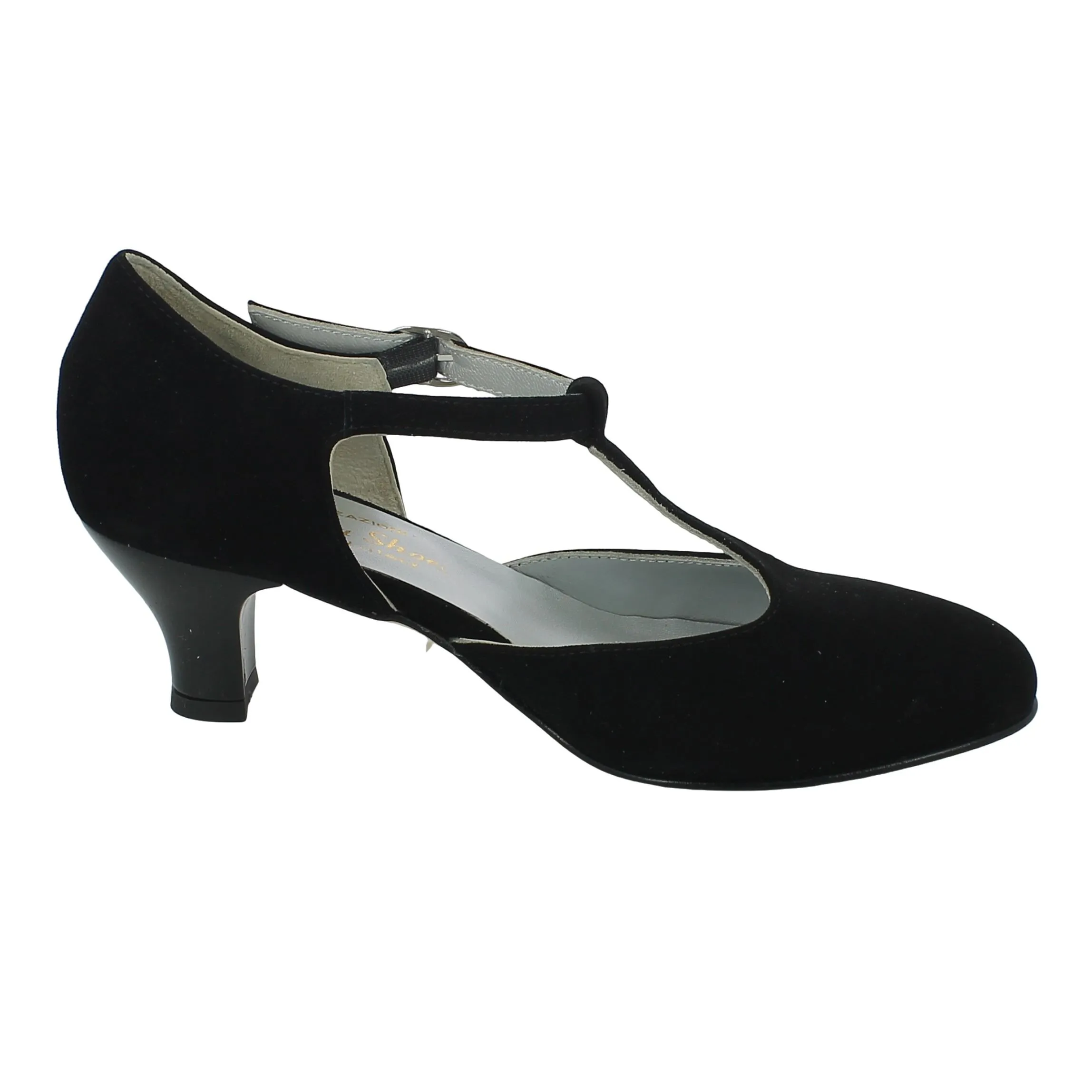BRAND  Scarpa da Ballo in Camoscio Nero Tacco 5 cm 