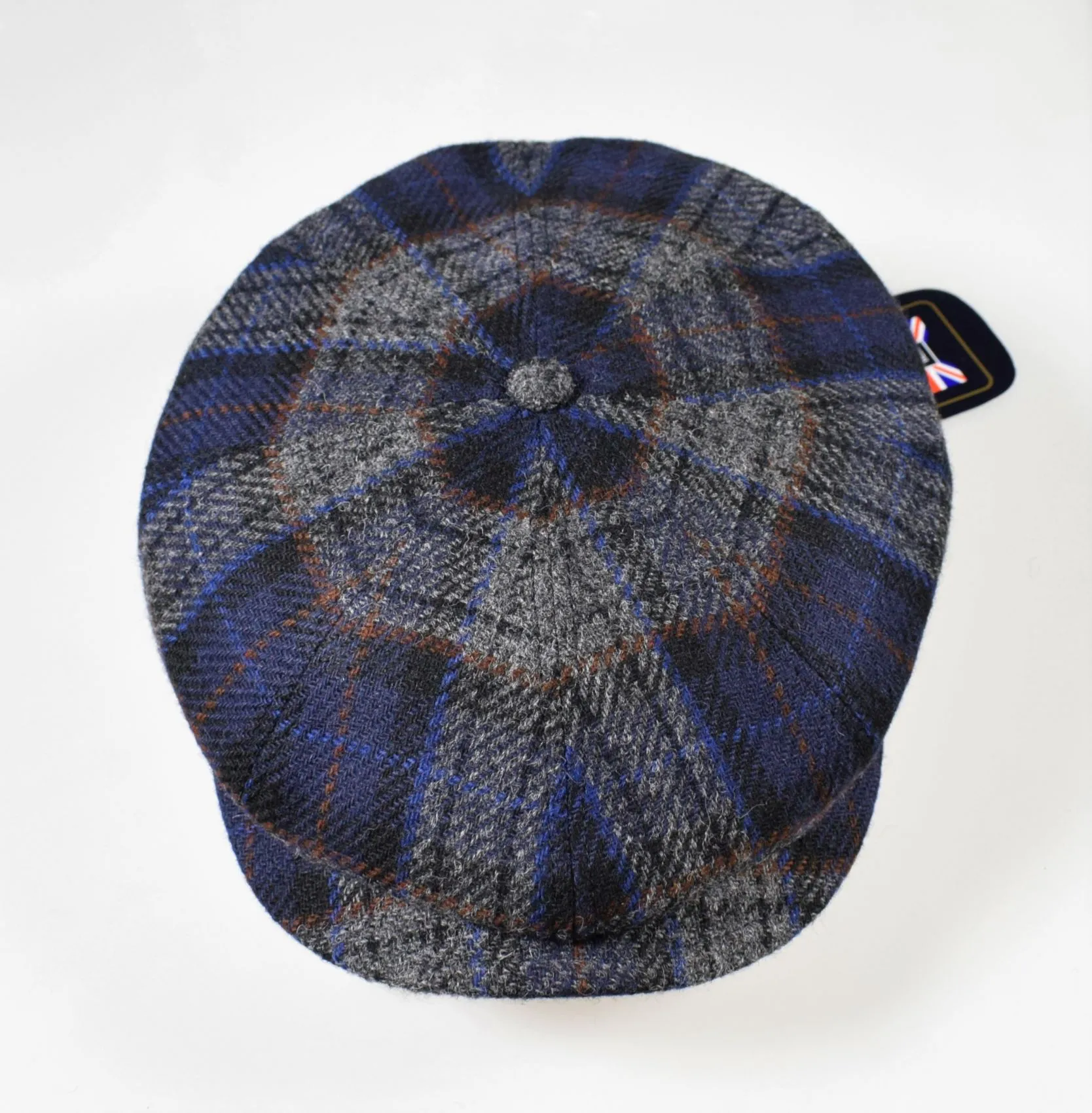 British patterned hat blue checked peaky blinders