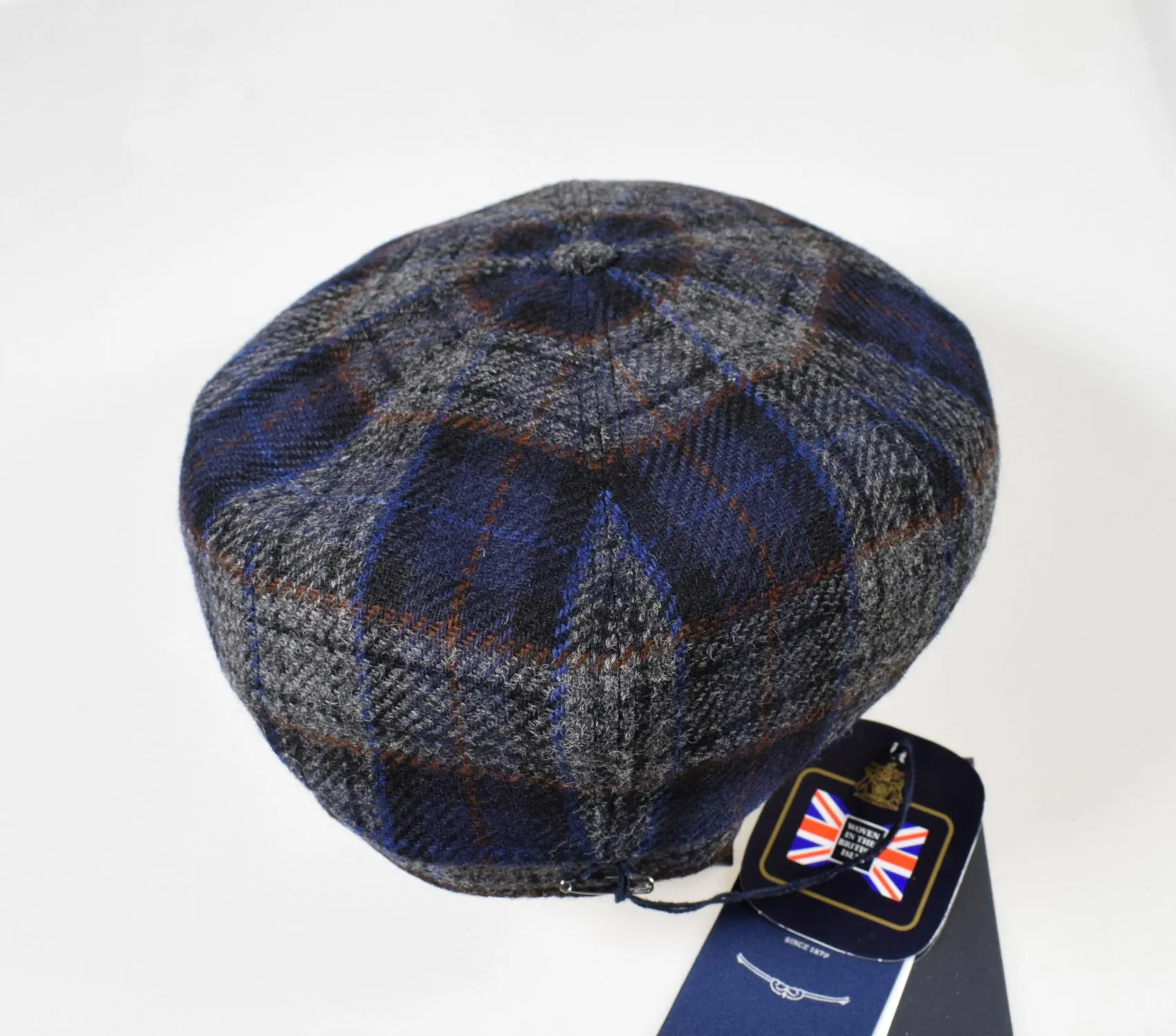 British patterned hat blue checked peaky blinders