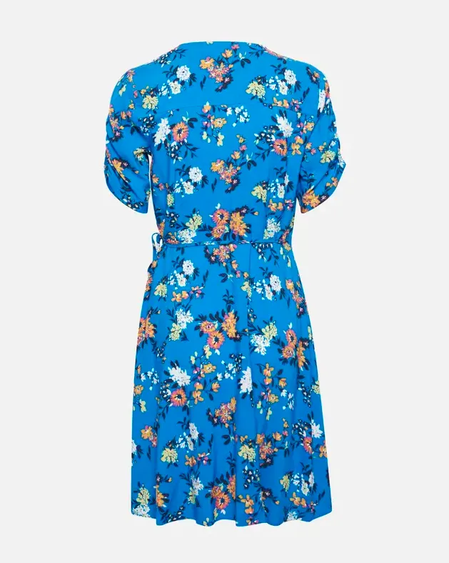 b.young women's patterned dress with V-neck Short Slip Dress 20811399 201819 ibiza blue mix