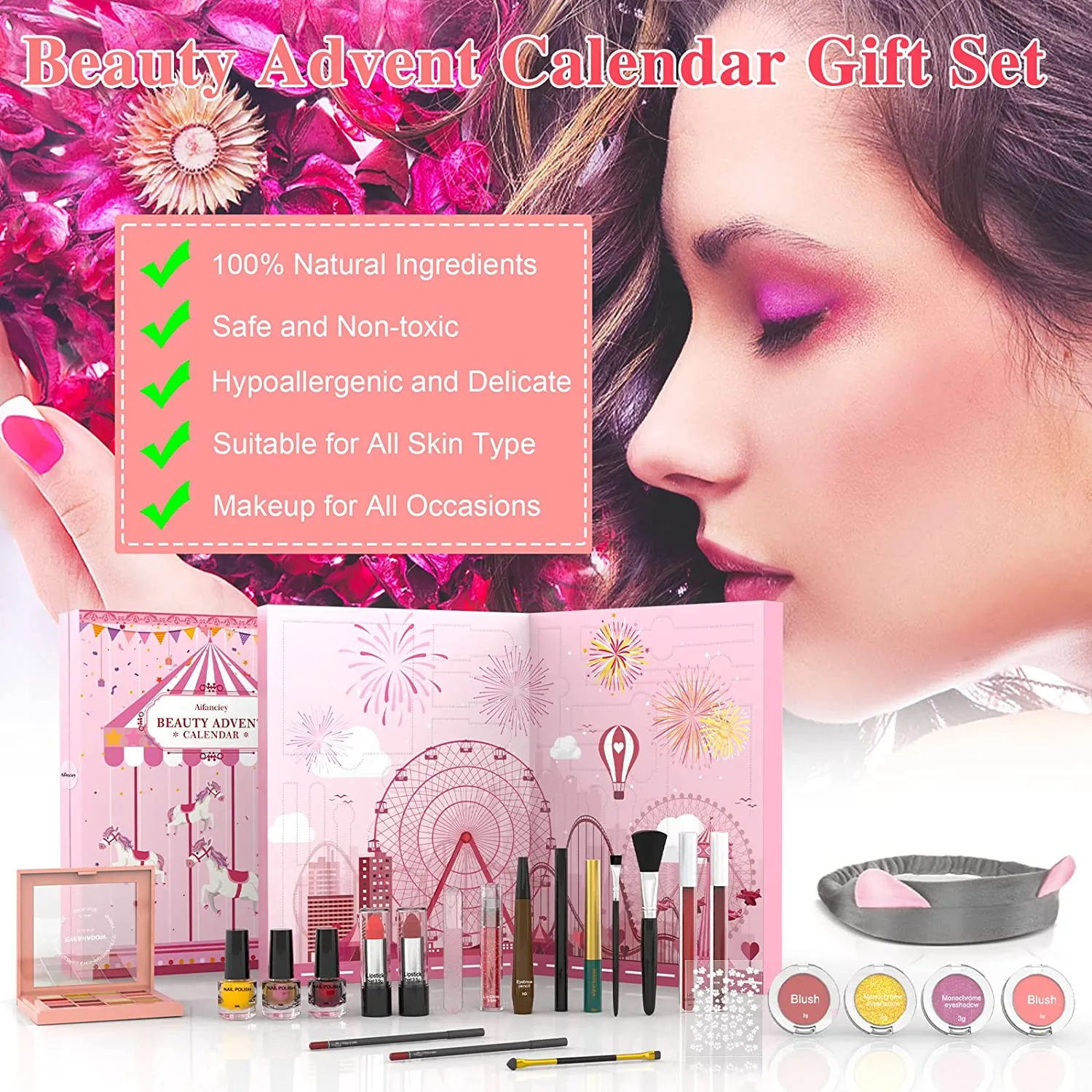 Calendario dell'Avvento Beauty 2022 Calendario Avvento Makeup - Calendario Conto alla Rovescia Natale Set da 24 Prodotti per Occ