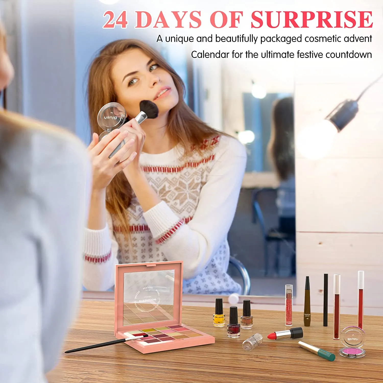 Calendario dell'Avvento Beauty 2022 Calendario Avvento Makeup - Calendario Conto alla Rovescia Natale Set da 24 Prodotti per Occ