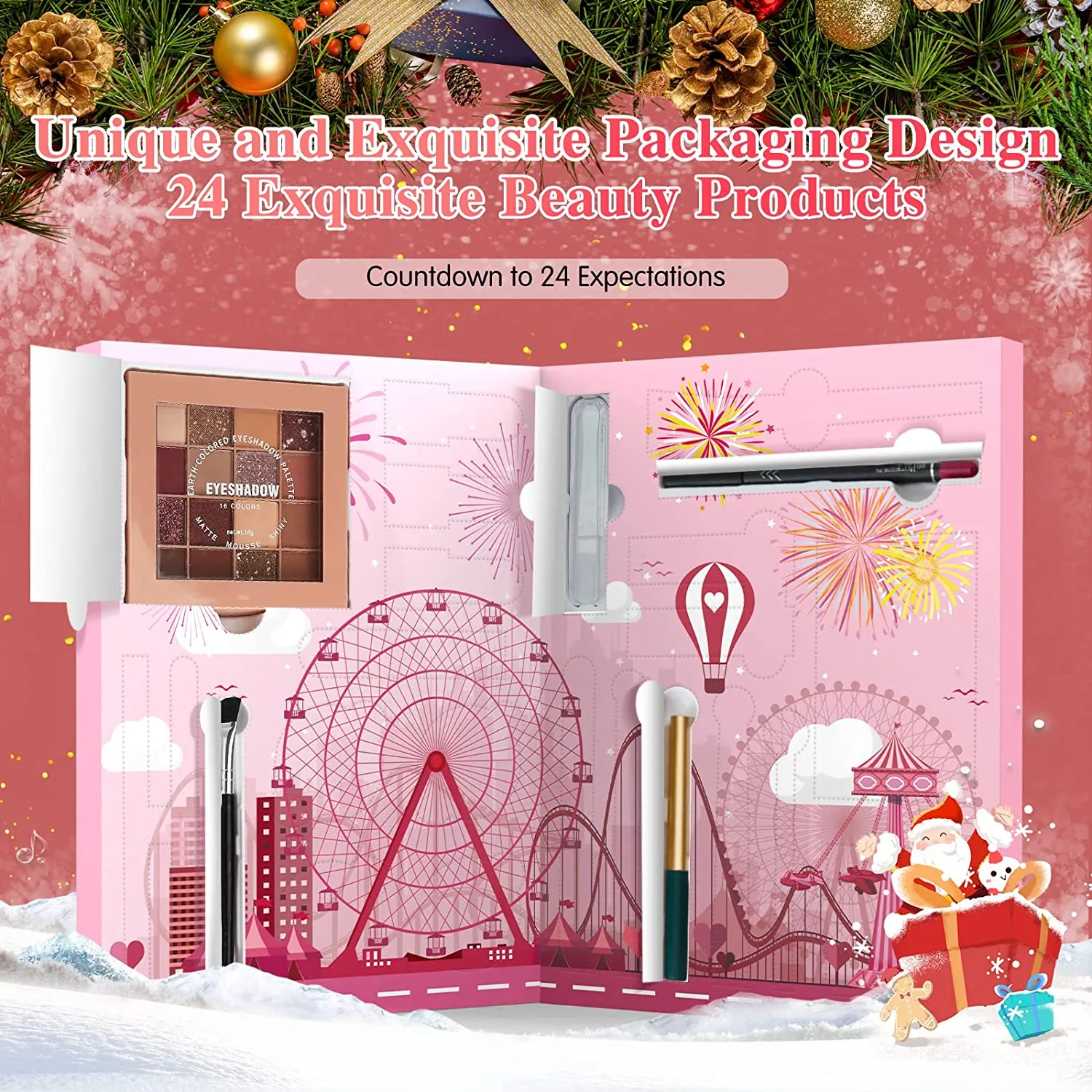 Calendario dell'Avvento Beauty 2022 Calendario Avvento Makeup - Calendario Conto alla Rovescia Natale Set da 24 Prodotti per Occ