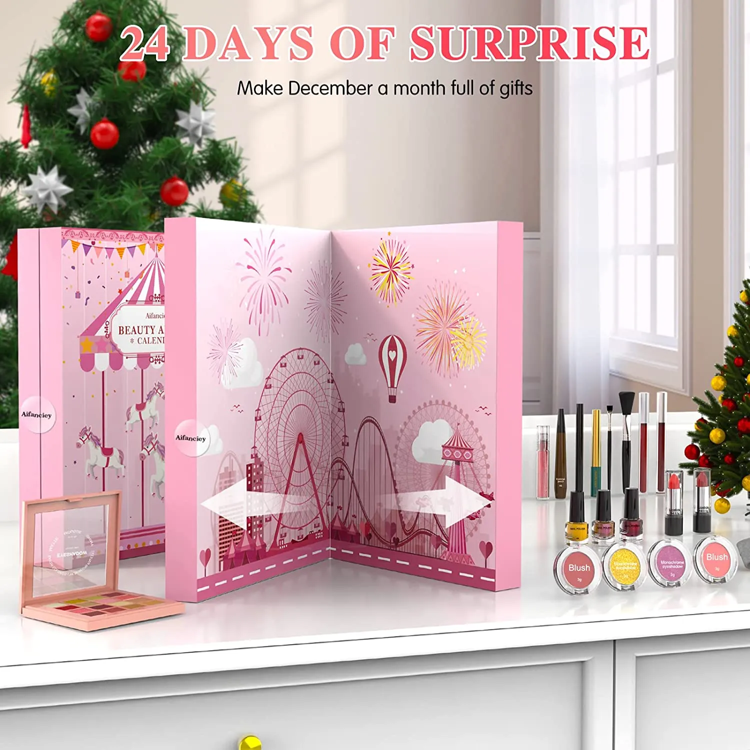Calendario dell'Avvento Beauty 2022 Calendario Avvento Makeup - Calendario Conto alla Rovescia Natale Set da 24 Prodotti per Occ