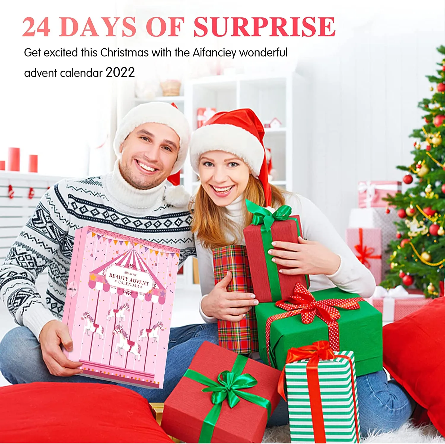 Calendario dell'Avvento Beauty 2022 Calendario Avvento Makeup - Calendario Conto alla Rovescia Natale Set da 24 Prodotti per Occ