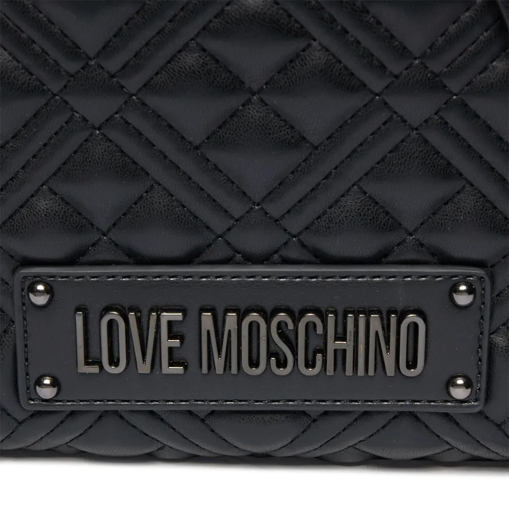 Camera Case con Tracolla LOVE MOSCHINO linea Shiny Quilted Nero con Logo Canna di Fucile