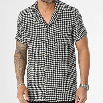Camicia a maniche corte bianca e nera