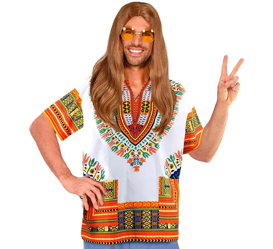 Camicia africana arancione o Dashiki per uomo