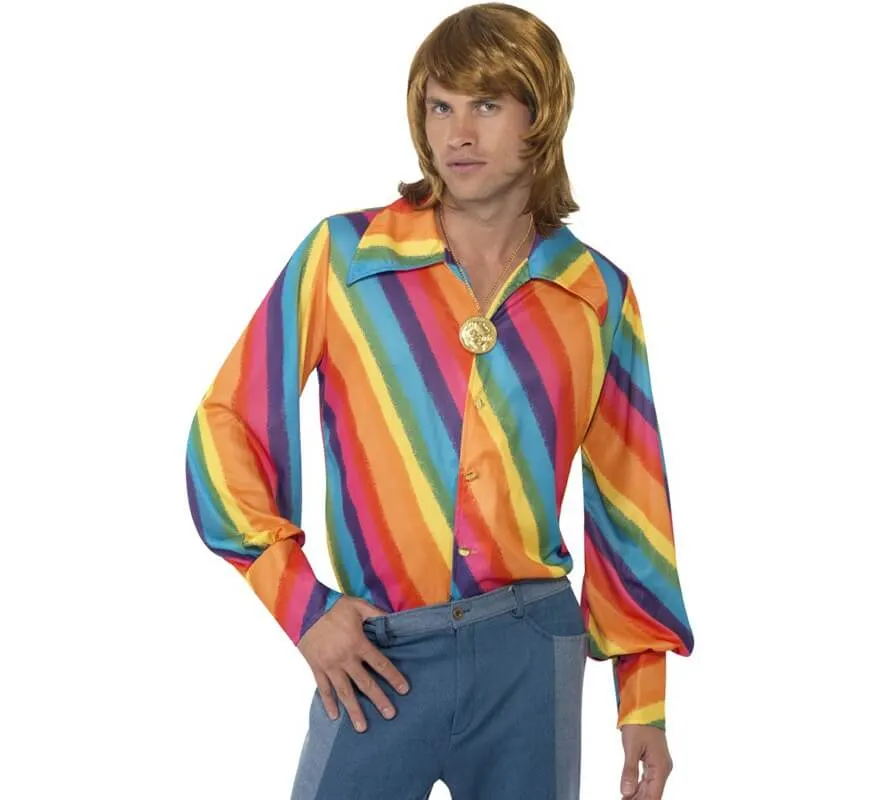 Camicia arcobaleno anni '70 per uomo