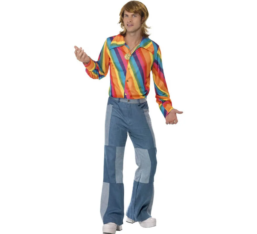 Camicia arcobaleno anni '70 per uomo