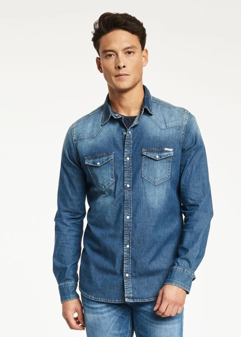 Camicia con lavaggio vintage washed
