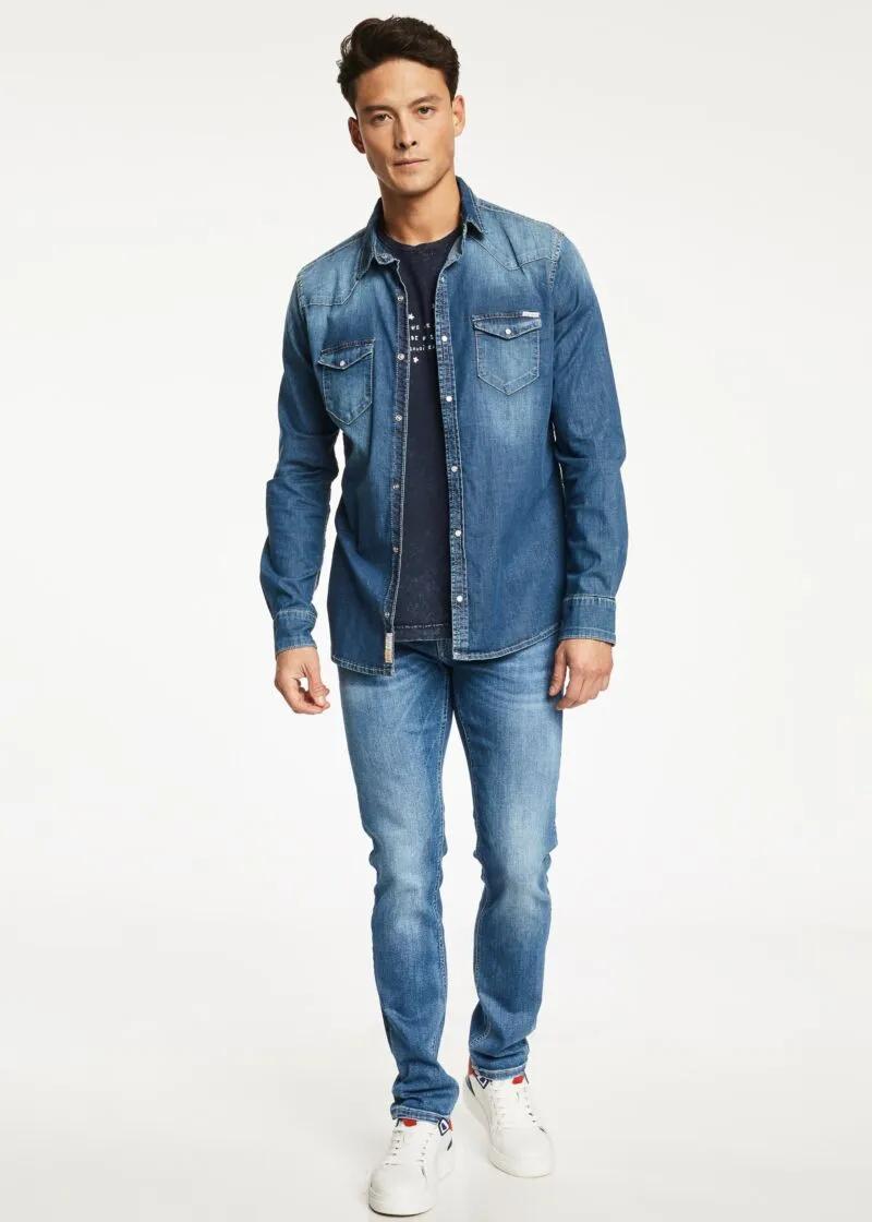 Camicia con lavaggio vintage washed