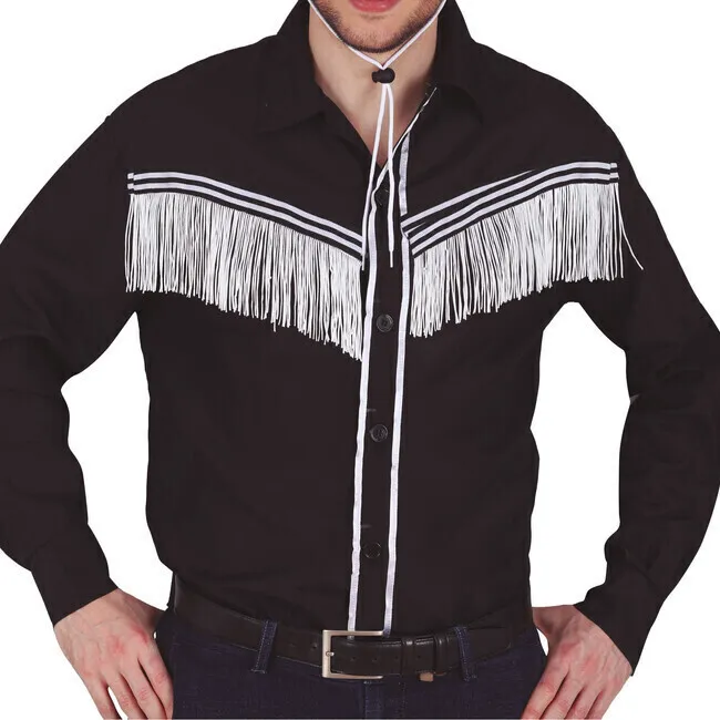 Camicia da cowboy nera da uomo