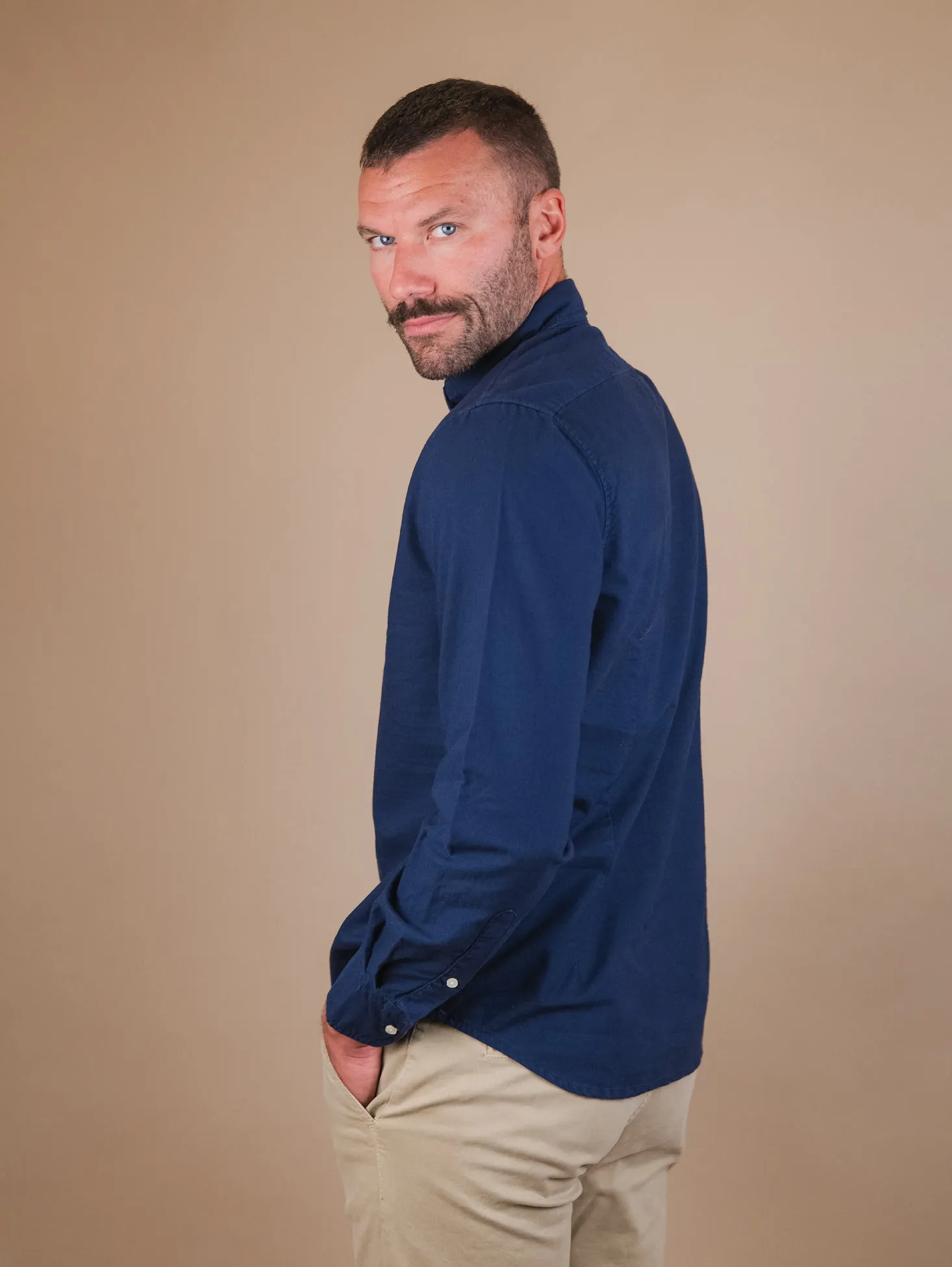 CAMICIA ROB IN COTONE OXFORD BLU NAVY