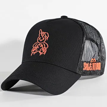 Cappello trucker nero coniglio rosa fluorescente