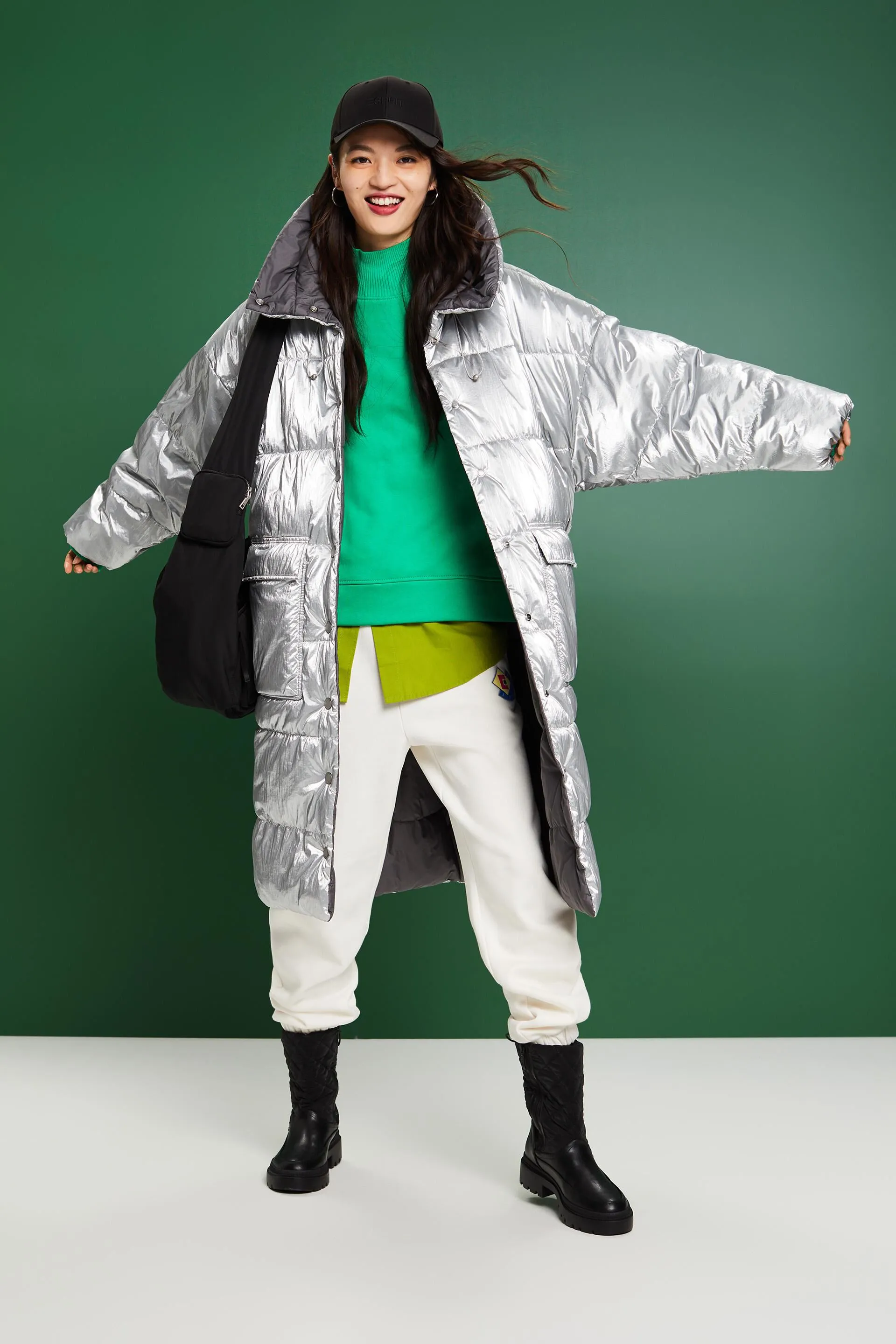 Cappotto lungo in piumino reversibile