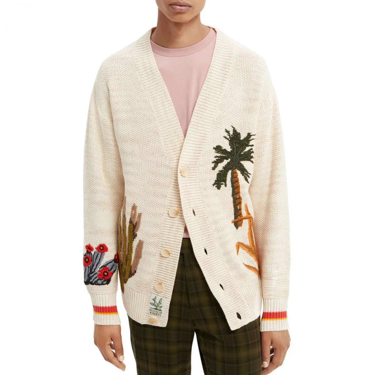 Cardigan Con Ricami, Beige