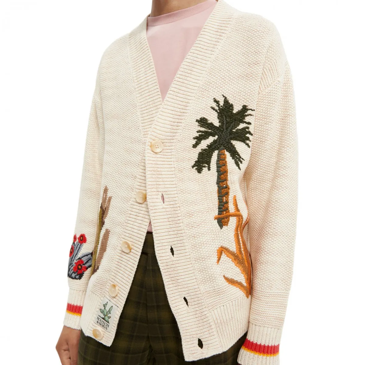 Cardigan Con Ricami, Beige