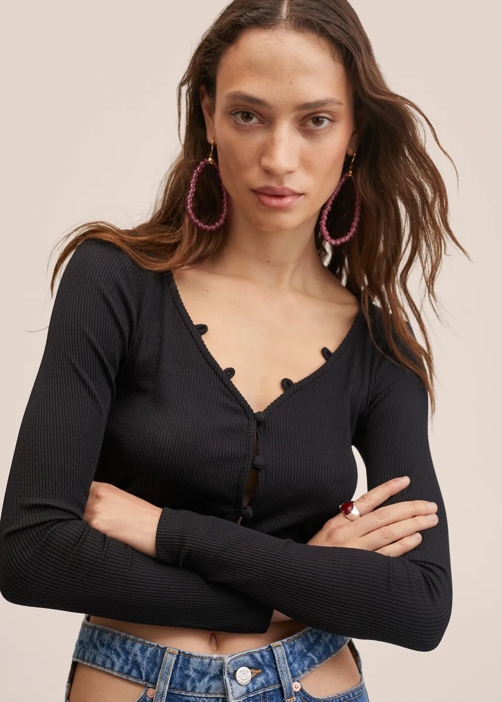 Cardigan coste bottoni