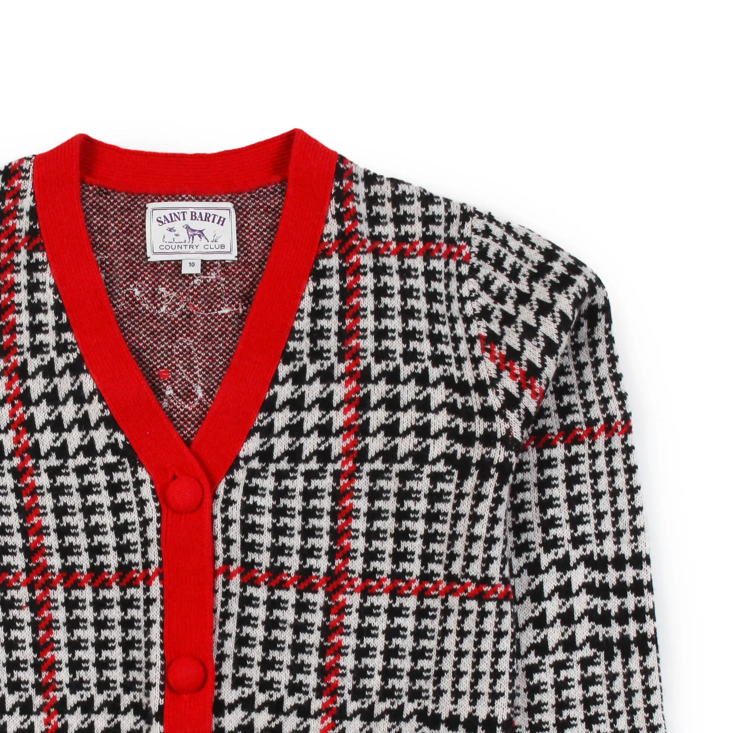 Cardigan Mc2 Didy Panna E Nero Con Dettagli Rossi