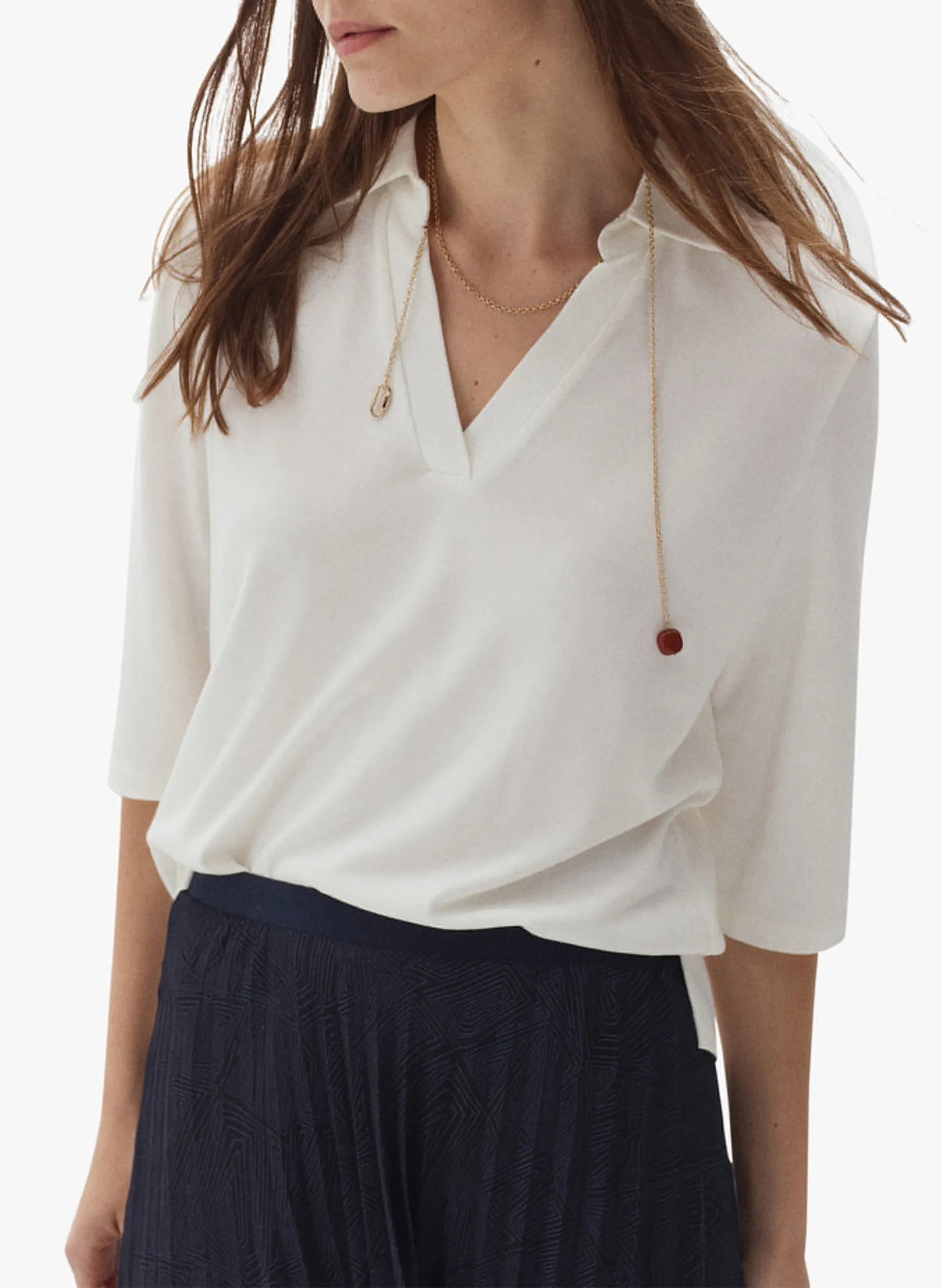  CAROLL   ELISA - Top ampio collo classico | Bianco
