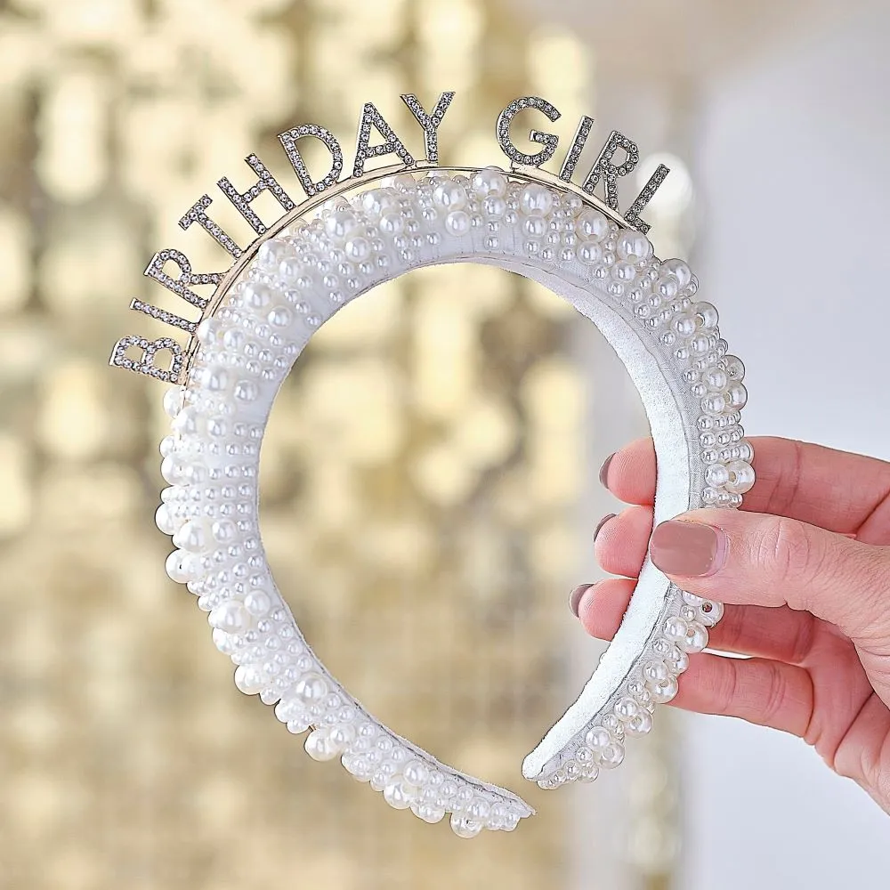 Cerchietto tempestato di perle Compleanno Ragazza