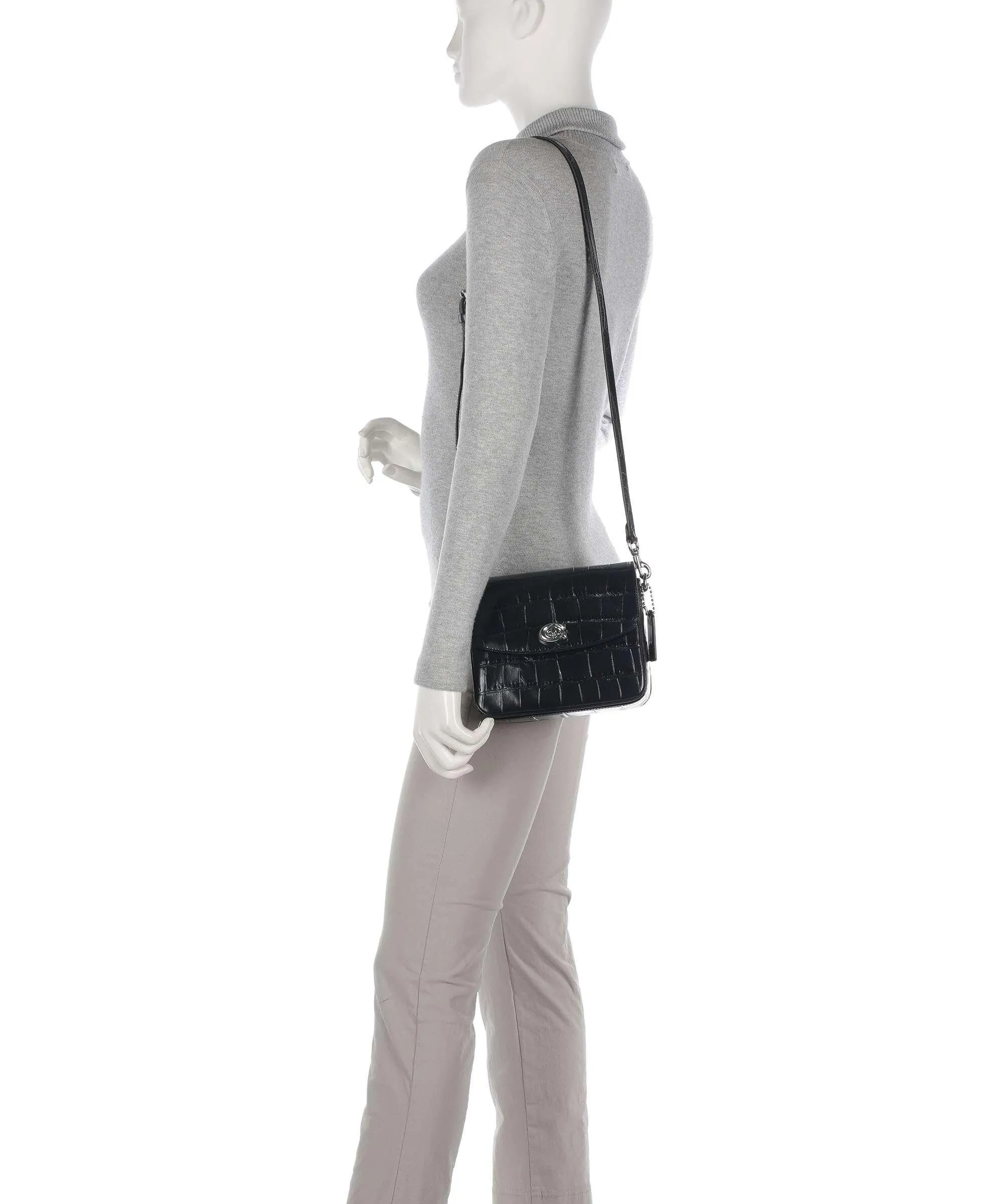  Coach Cassie 19 Borsa a mano pelle in rilievo nero  