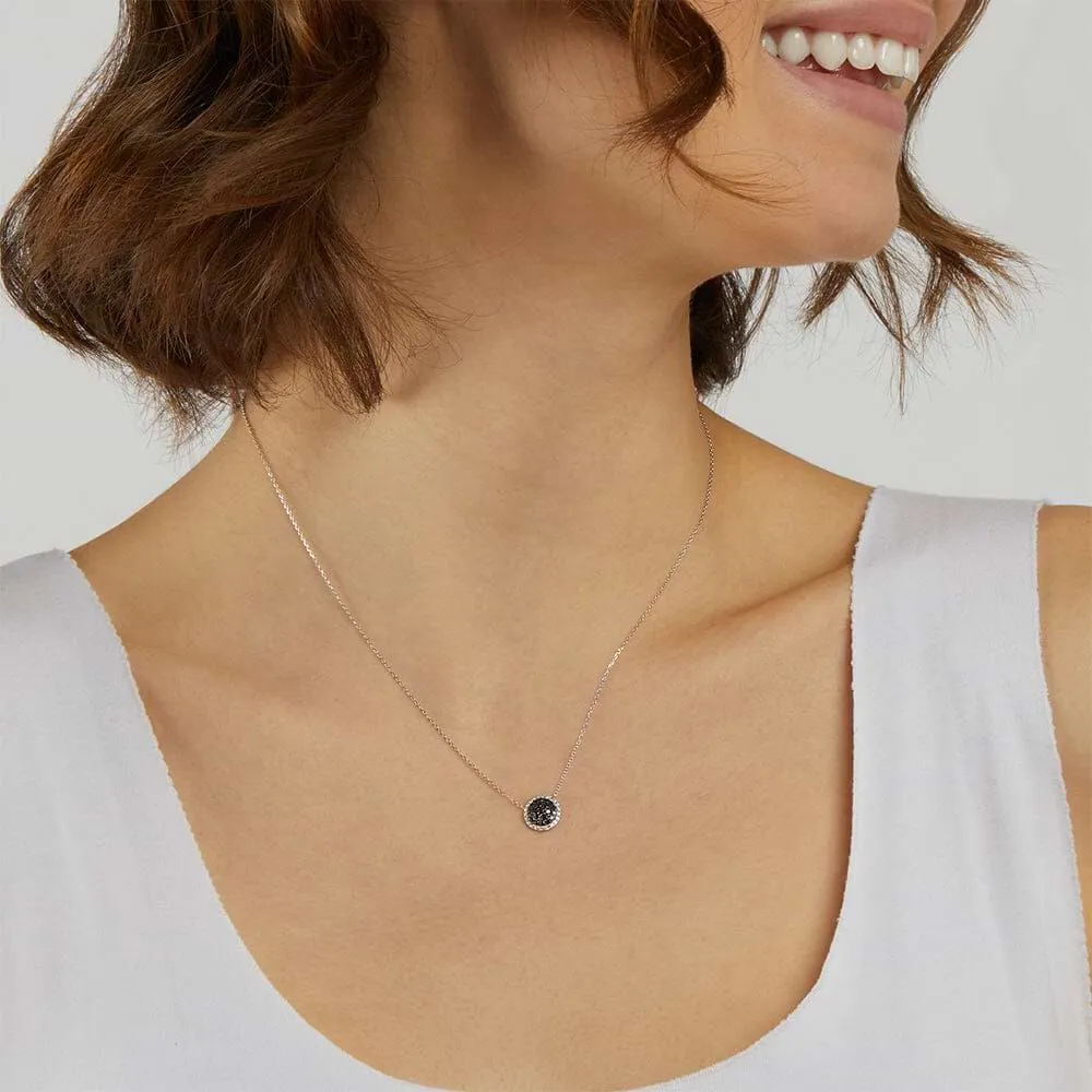 Collana Cerchio Sophia Oro Bianco 375/1000 Maglia Forzatina Diamante Bianco 0,115 ct Diamante Nero 0,245 ct 40 + 2 cm 1412830