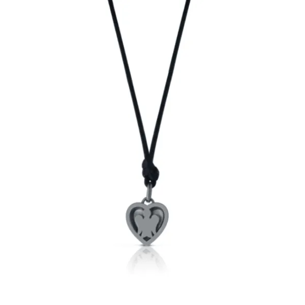 Collana con ciondolo cuore smaltato fucsia e rutenio