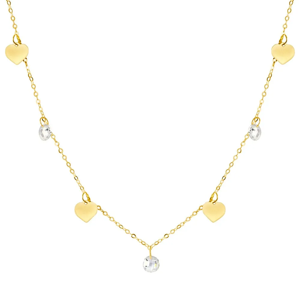 Collana Cuore Beverly Oro Giallo 375/1000 Cubic Zirconia Bianco 40 + 2 cm 1416756