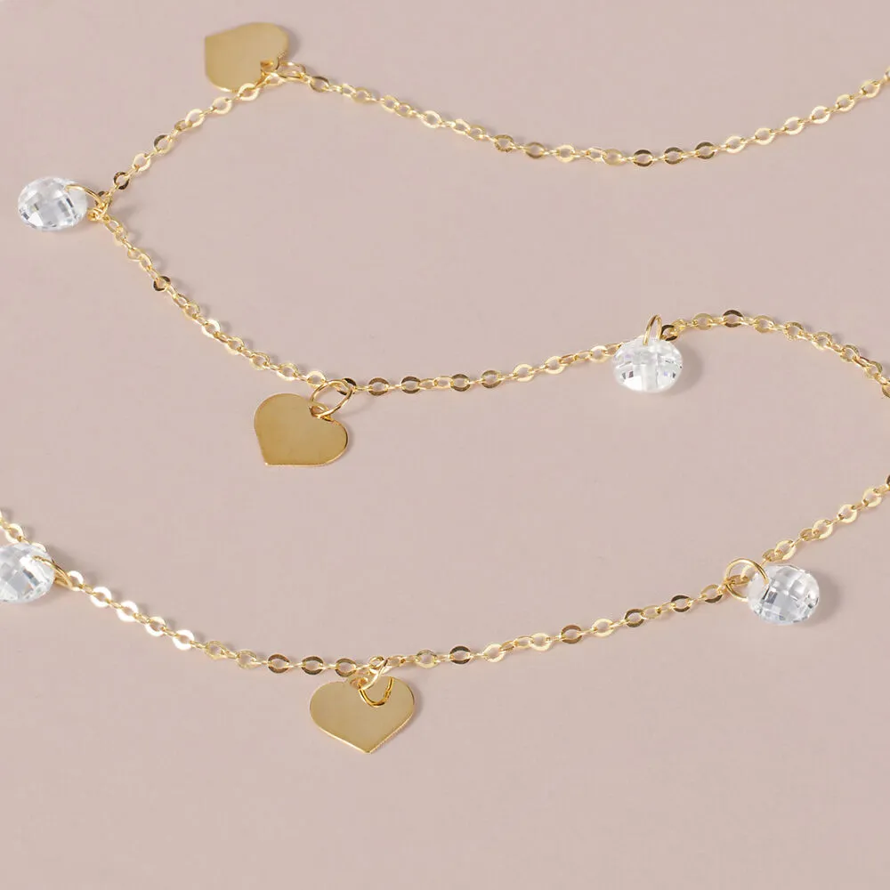 Collana Cuore Beverly Oro Giallo 375/1000 Cubic Zirconia Bianco 40 + 2 cm 1416756