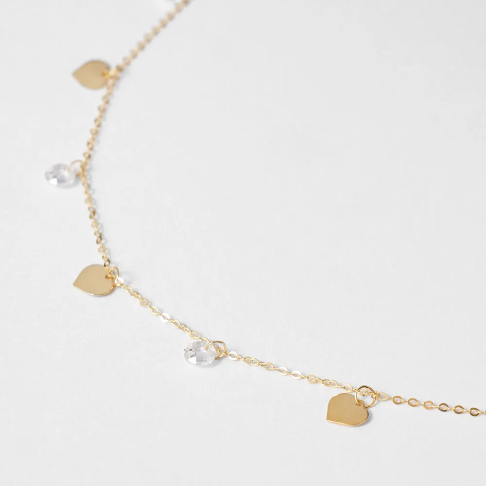 Collana Cuore Beverly Oro Giallo 375/1000 Cubic Zirconia Bianco 40 + 2 cm 1416756