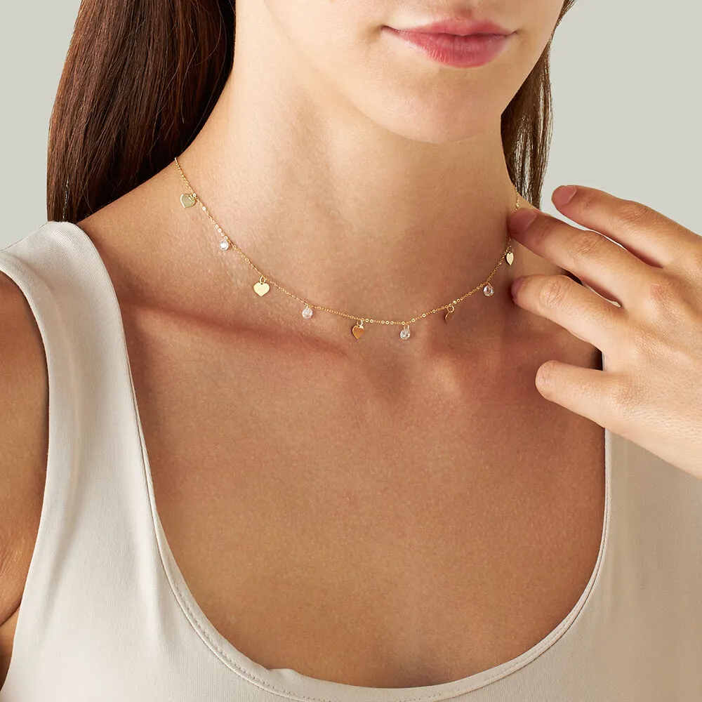 Collana Cuore Beverly Oro Giallo 375/1000 Cubic Zirconia Bianco 40 + 2 cm 1416756