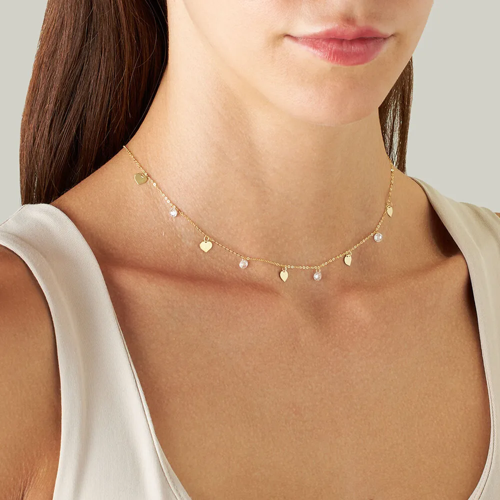 Collana Cuore Beverly Oro Giallo 375/1000 Cubic Zirconia Bianco 40 + 2 cm 1416756