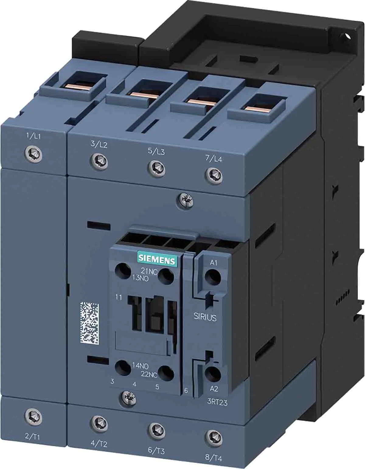 Contattore Siemens, serie Size S3, 3RT23, 4 poli, 1 NO + 1 NC, 140 A, bobina 230 V c.a.