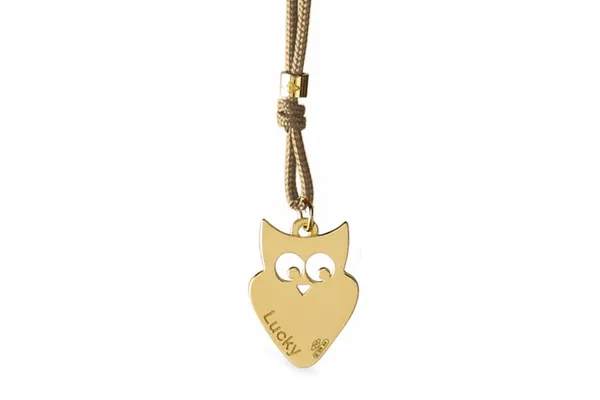 Cordino con ciondolo My Charm gufetto collezione Mini Charm in oro giallo o bianco 18kt