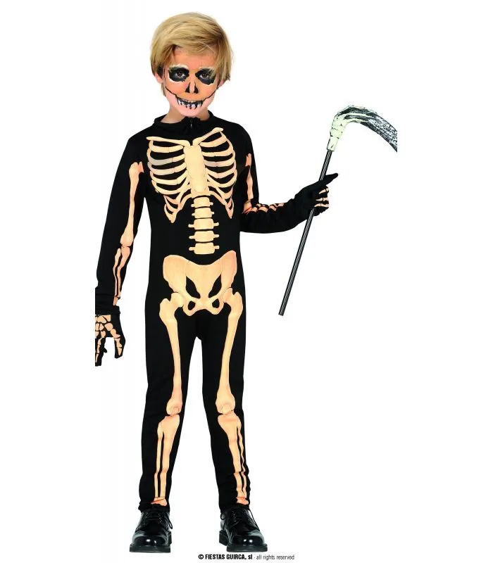 Costume Scheletro tuta bambino 3/4 anni