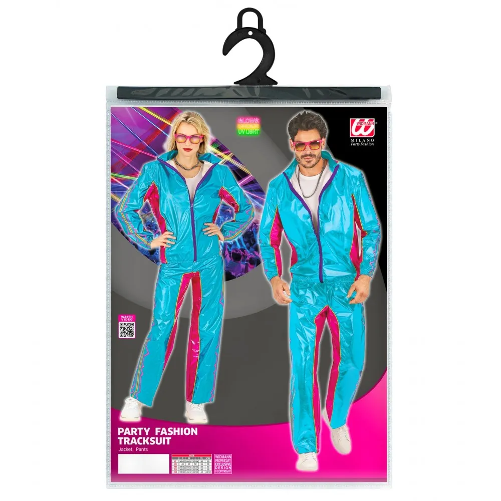 Costume Tuta Party Fashion Dance Azzurro Metallizzato Unisex per Feste a Tema Taglia XL, Adulto
