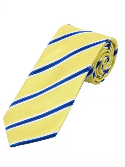 Cravatta da uomo alla moda a righe giallo neve bianco blu reale