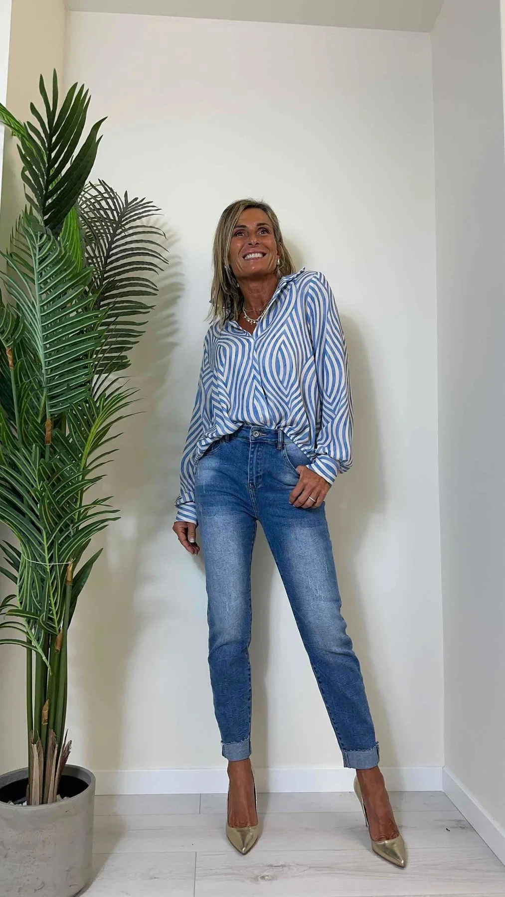 DAFNE - 5991RIGAP17 - BLUSA ELASTICO DAVANTI, SCOLLO INCROCIATO