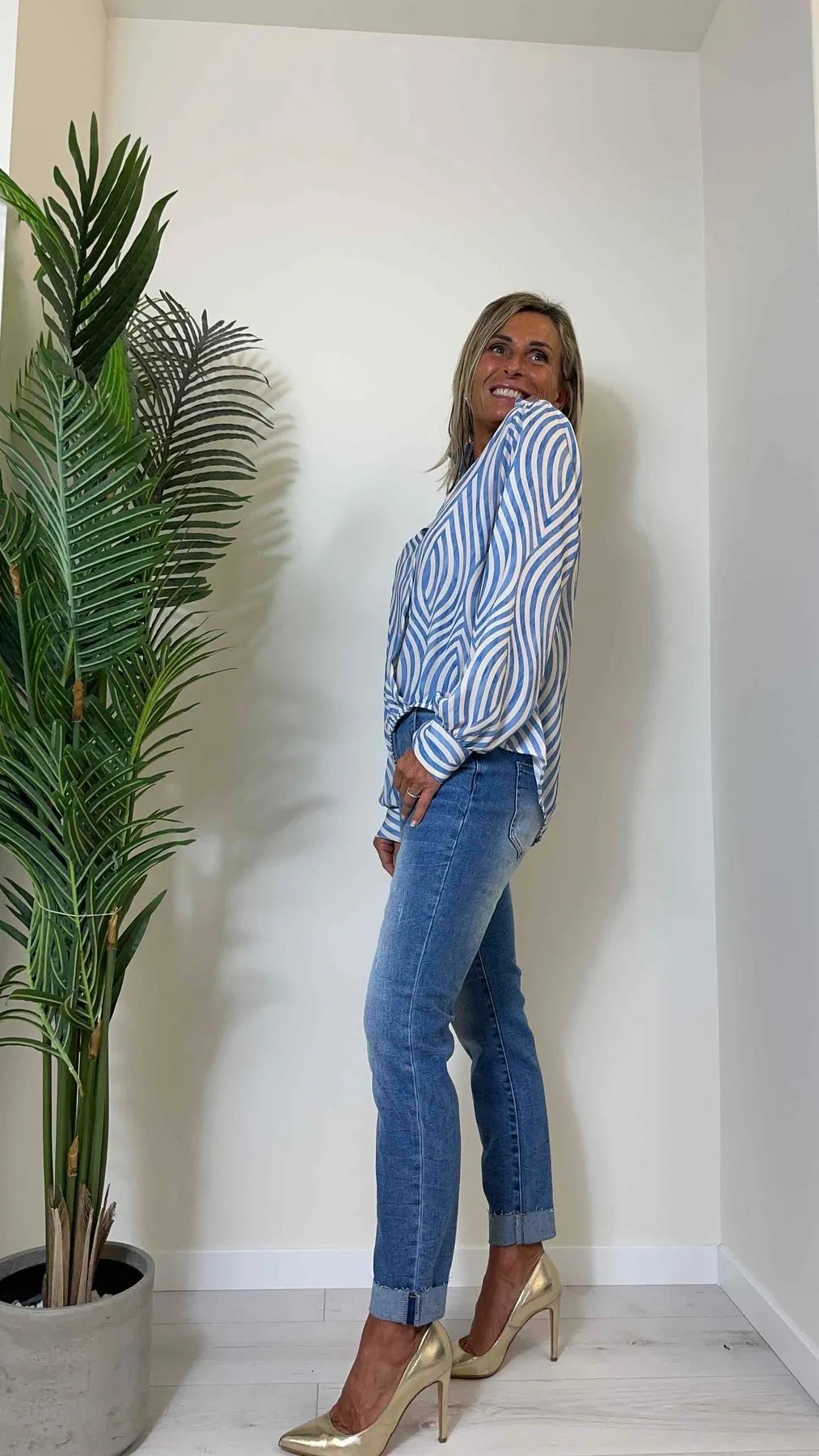 DAFNE - 5991RIGAP17 - BLUSA ELASTICO DAVANTI, SCOLLO INCROCIATO