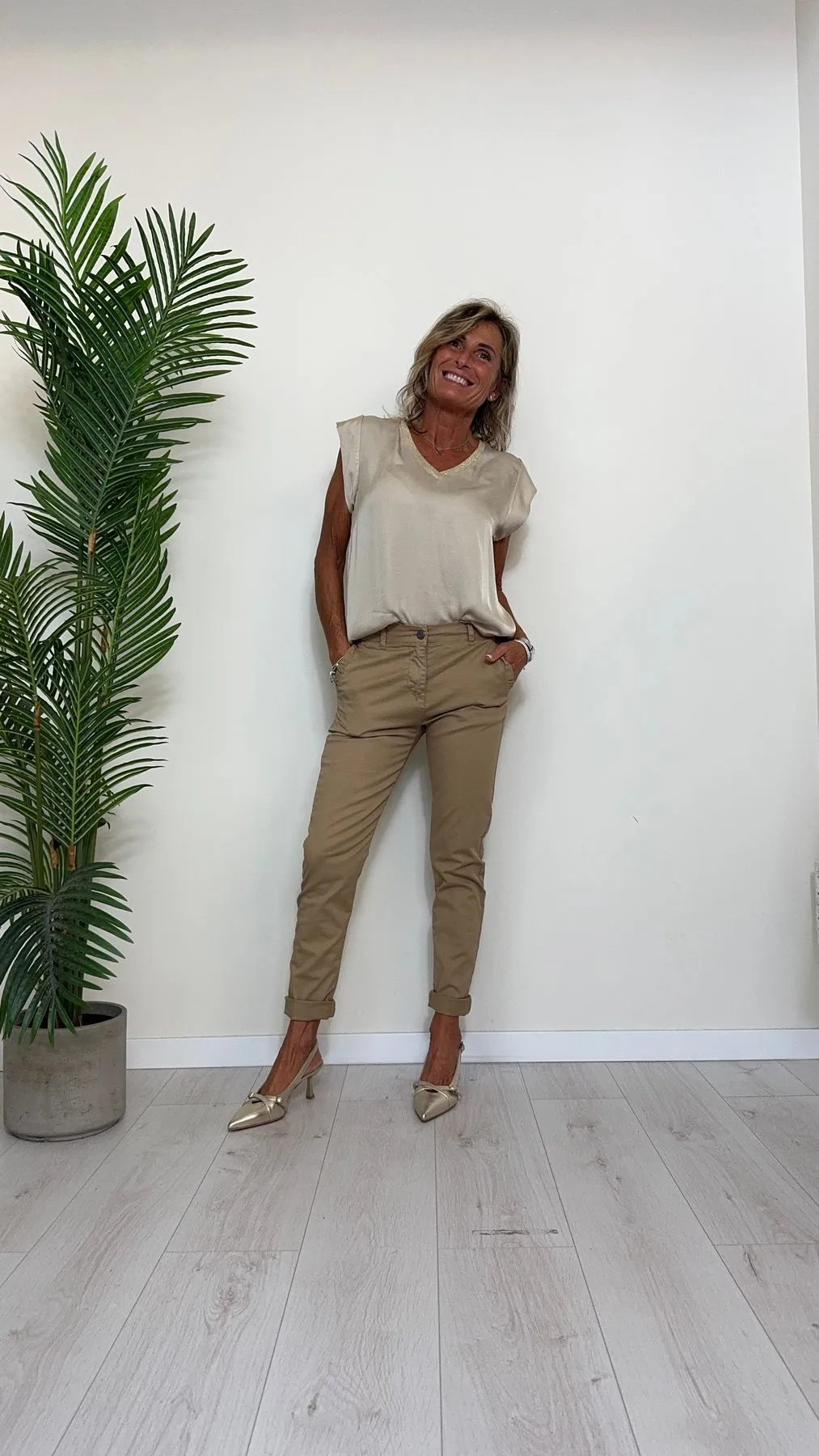 DAFNE - 817145.409P28 - PANTALONE COTONE ELASTICIZZATO, SLIM FIT CON TASCHE FRAPPINE