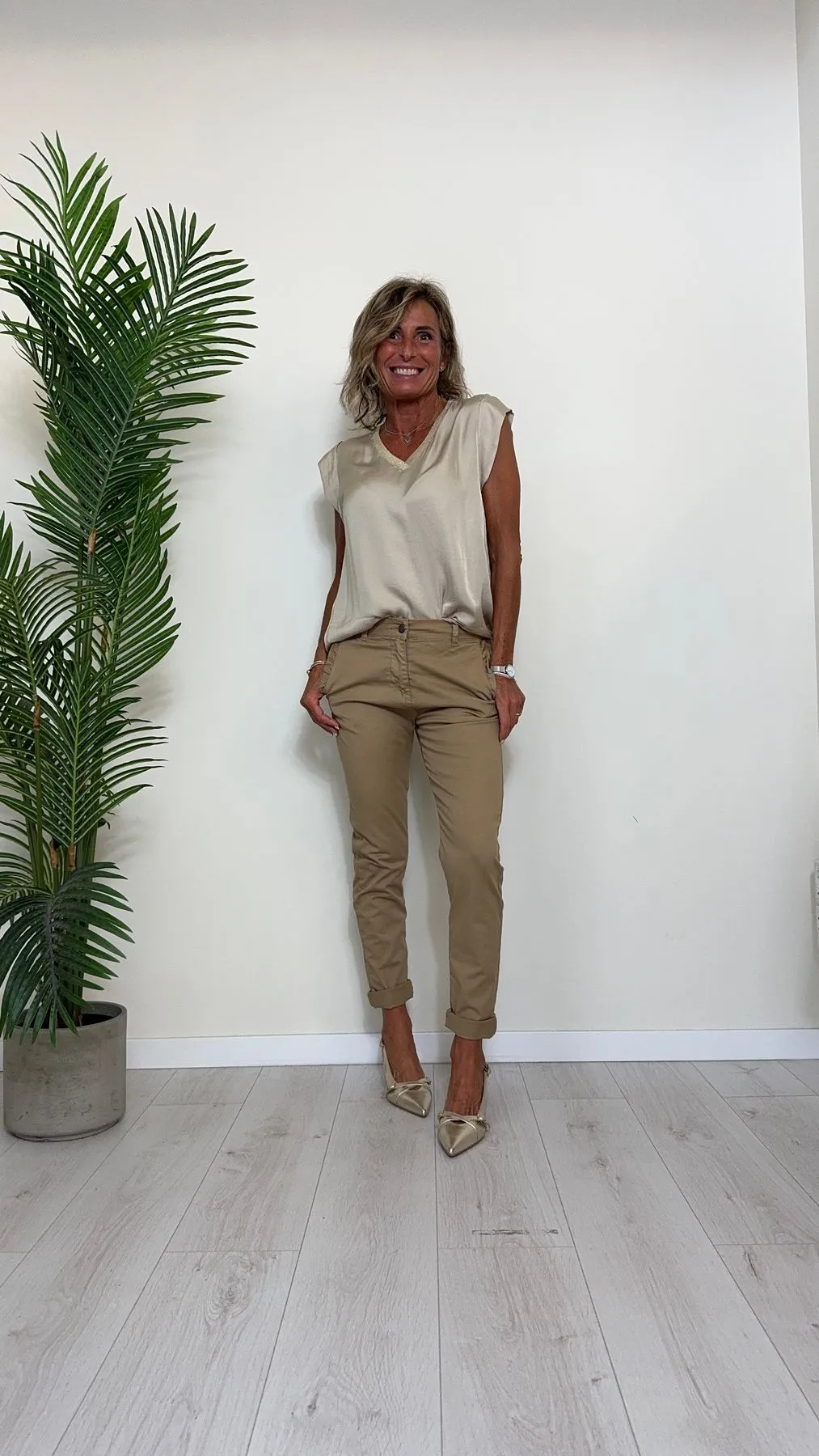 DAFNE - 817145.409P28 - PANTALONE COTONE ELASTICIZZATO, SLIM FIT CON TASCHE FRAPPINE