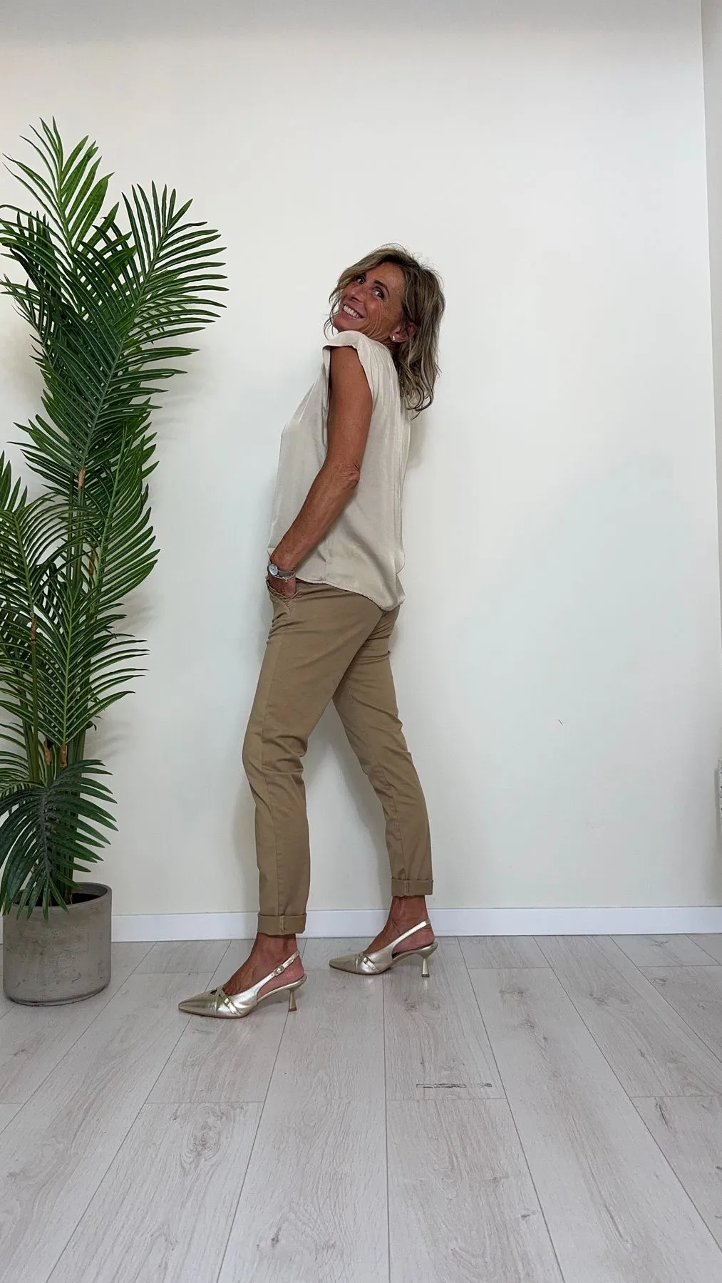 DAFNE - 817145.409P28 - PANTALONE COTONE ELASTICIZZATO, SLIM FIT CON TASCHE FRAPPINE