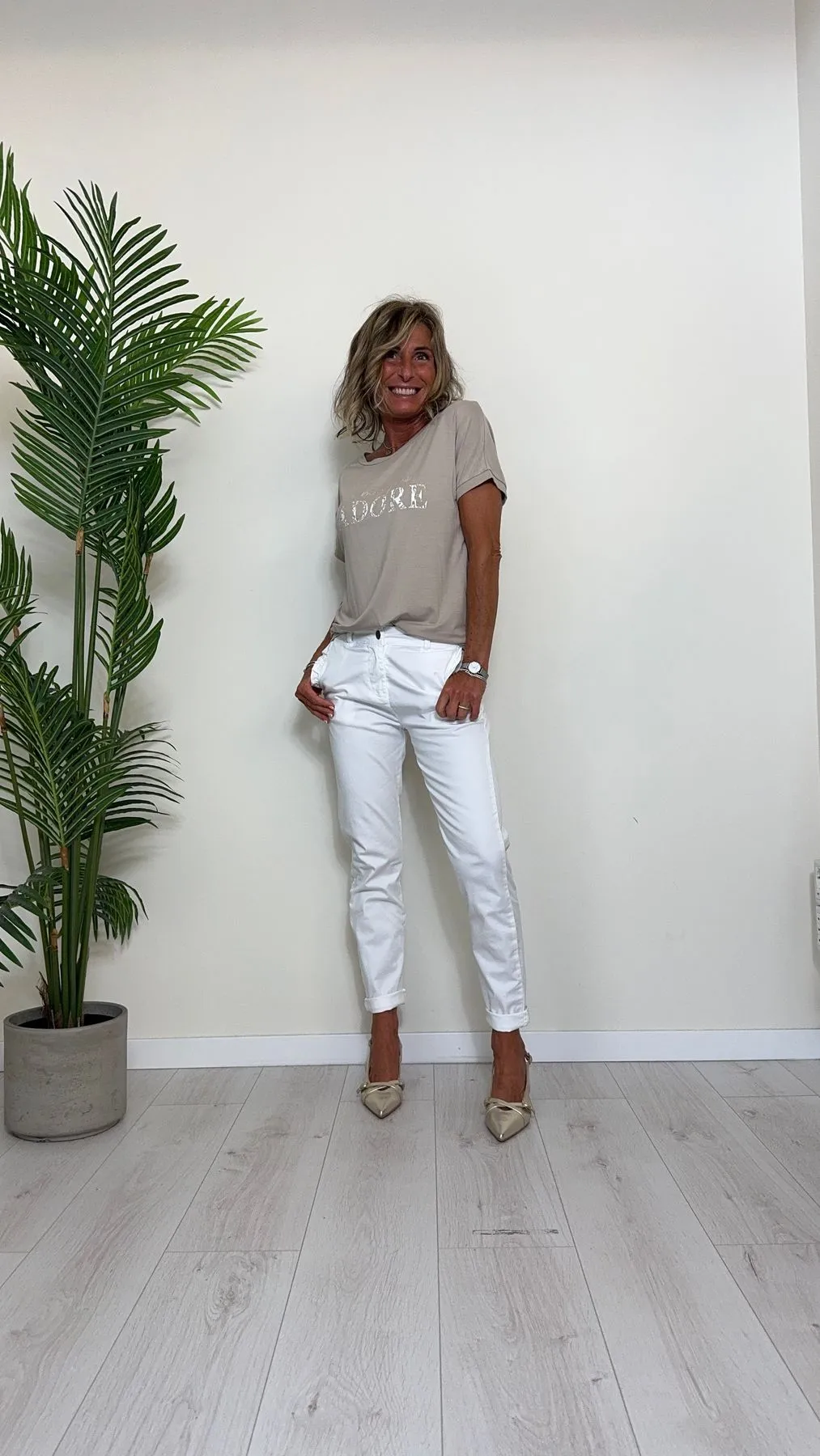 DAFNE - 817145.409P28 - PANTALONE COTONE ELASTICIZZATO, SLIM FIT CON TASCHE FRAPPINE