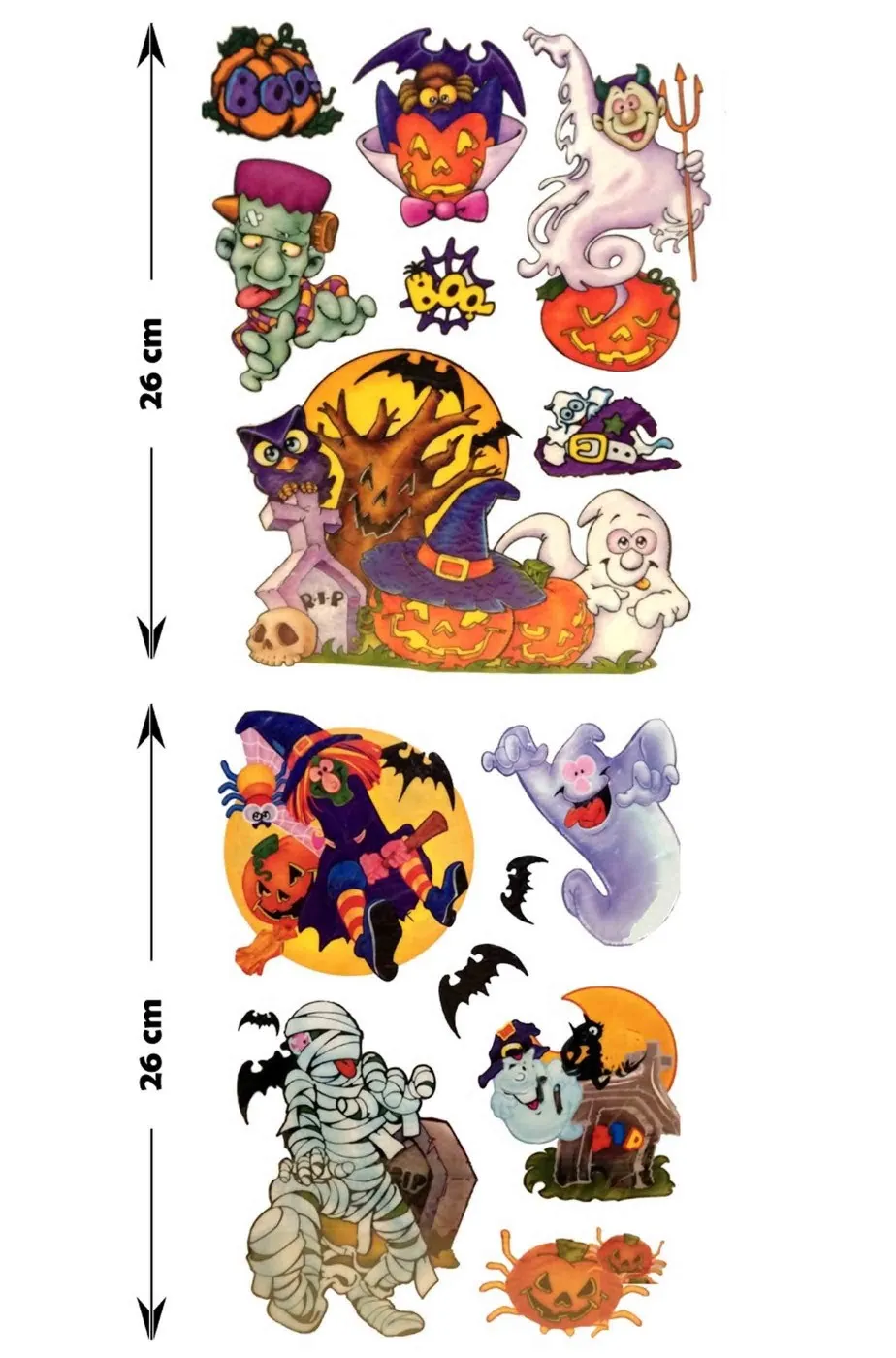 Decorazione Halloween vetrofania vari personaggi 2 fogli