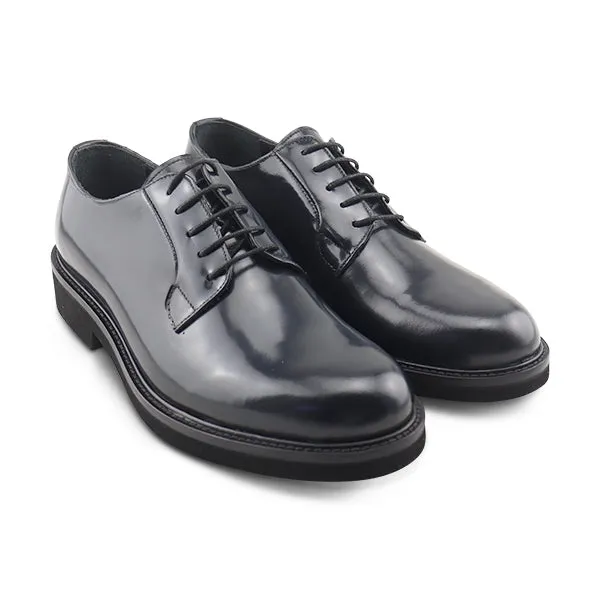Derby blu in pelle abrasivato