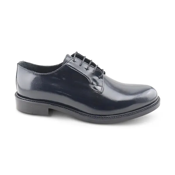 Derby blu in pelle abrasivatoa